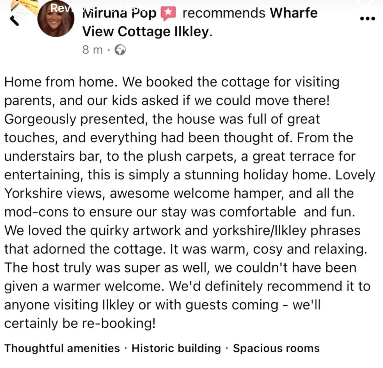 Wharfe View Cottage Ilkley Zewnętrze zdjęcie
